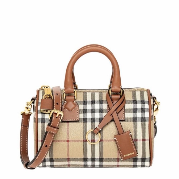 Burberry Beige and Brown Check Crossbody Bria Bowling Bag SM - Picture 6 of 16